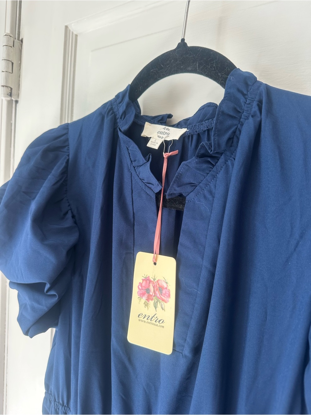 entro Navy Puff-Sleeve Tiered Maxi Dress - Picture 4 of 4